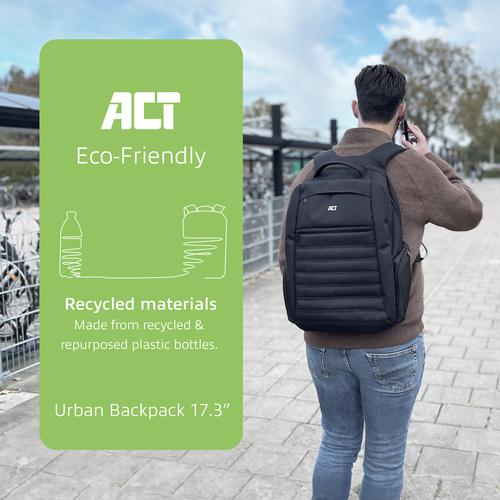ACT Urban laptop rugzak 17,3", gemaakt van gerecyclede plastic flessen - Image 2