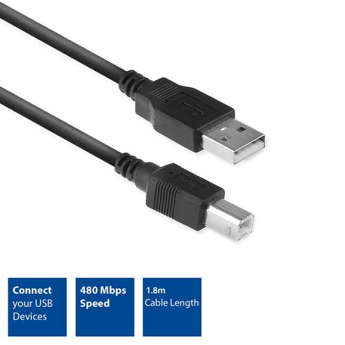 ACT USB 2.0 aansluitkabel A male - B male, 1,8 meter - Image 3