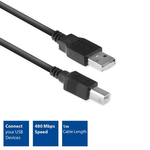 ACT USB 2.0 aansluitkabel A male - B male 1 meter - Image 2