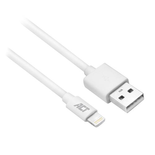 ACT USB 2.0 laad- en datakabel A male - Lightning male 1 meter, MFI gecertificeerd - Image 1