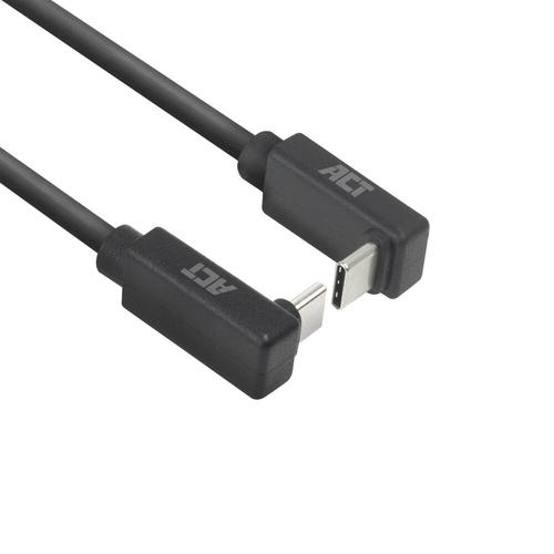ACT USB 3.0 10Gbps 60W USB Type-C (haaks boven/beneden) naar USB Type-C (haaks boven/beneden) kabel, 1 meter - Image 1