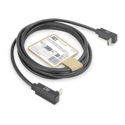 ACT USB 3.0 10Gbps 60W USB Type-C (haaks boven/beneden) naar USB Type-C (haaks boven/beneden) kabel, 2 meter - Image 8