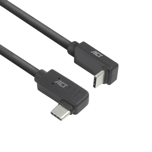 ACT USB 3.0 10Gbps 60W USB Type-C (haaks links/rechts) naar USB Type-C (haaks boven/beneden) kabel, 0,5 meter - Image 1