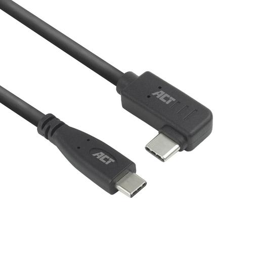 ACT USB 3.0 10Gbps 60W USB Type-C (recht) naar USB Type-C (haaks links/rechts) kabel, 3 meter - Image 1