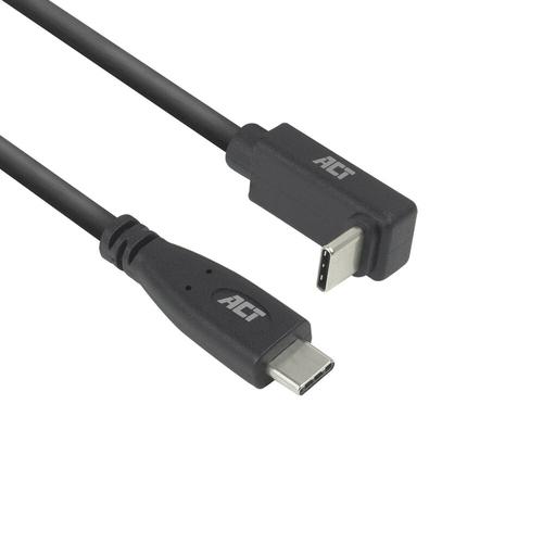 ACT USB 3.0 10Gbps 60W USB Type-C (recht) naar USB Type-C (haaks boven/beneden) kabel, 2 meter - Image 1
