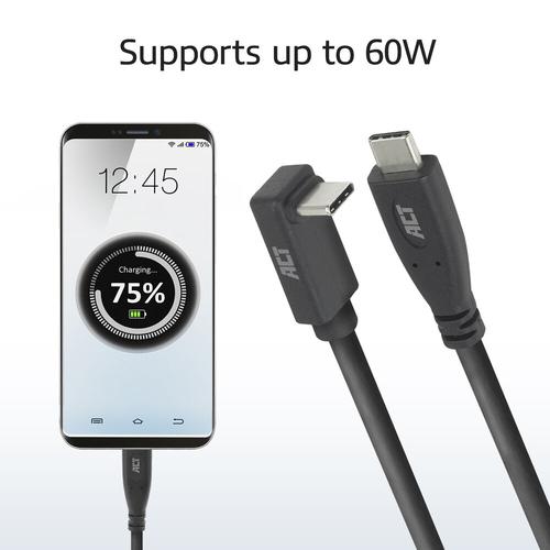 ACT USB 3.0 10Gbps 60W USB Type-C (recht) naar USB Type-C (haaks boven/beneden) kabel, 2 meter - Image 4