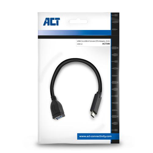 ACT USB 3.0 kabel OTG, USB-C male naar USB-A female, 0,2 meter - Image 2