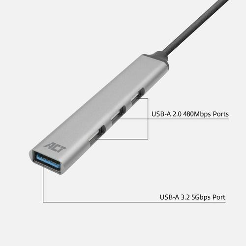 ACT USB-A hub, 3x USB-A 2.0 en 1x USB-A 3.0 - Image 3