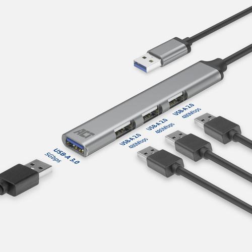 ACT USB-A hub, 3x USB-A 2.0 en 1x USB-A 3.0 - Image 4