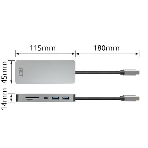 ACT USB-C 4K docking station voor 1 HDMI monitor, ethernet, USB-C, USB-A, cardreader en PD pass-through - Image 3