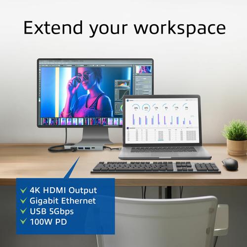 ACT USB-C 4K dockingstation voor 1 HDMI monitor, ethernet, USB-A, PD pass-through - Image 6