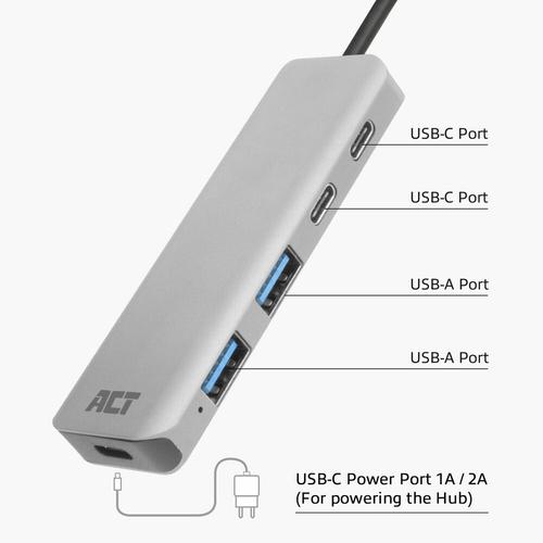 ACT USB-C hub 3.0, 2x USB-A, 2x USB-C - Image 2