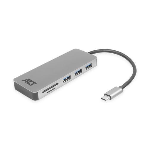 ACT USB-C hub 3.0, 3x USB-A, cardreader, PD pass-through - Image 1