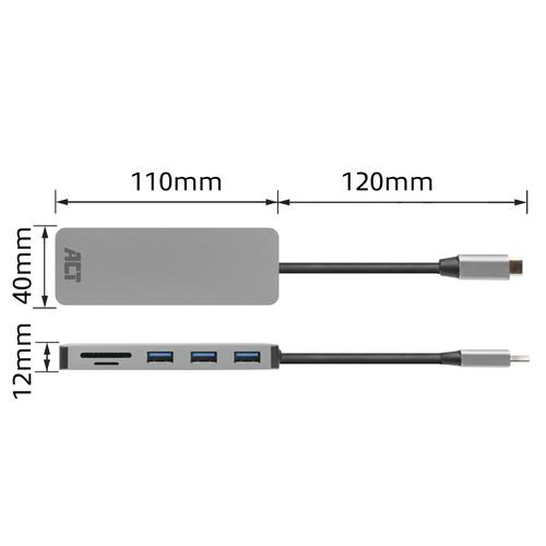 ACT USB-C hub 3.0, 3x USB-A, cardreader, PD pass-through - Image 6