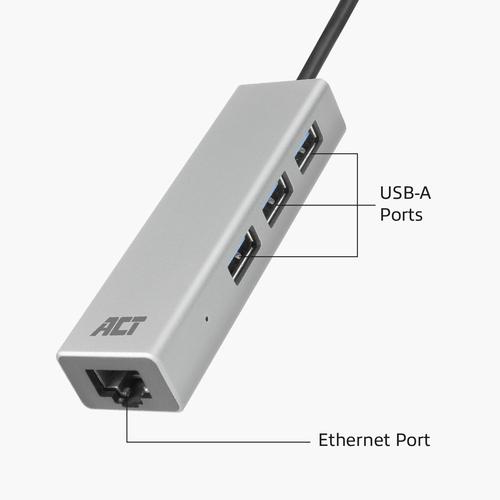 ACT USB-C hub 3.0, 3x USB-A, Gigabit ethernet - Image 3