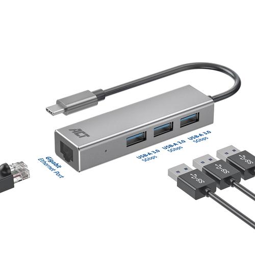 ACT USB-C hub 3.0, 3x USB-A, Gigabit ethernet - Image 4