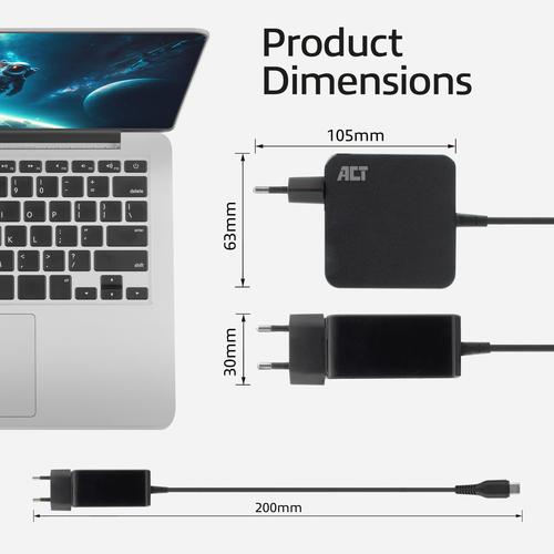 ACT USB-C laptoplader 65W met Power Delivery-profielen, 2 meter - Image 2