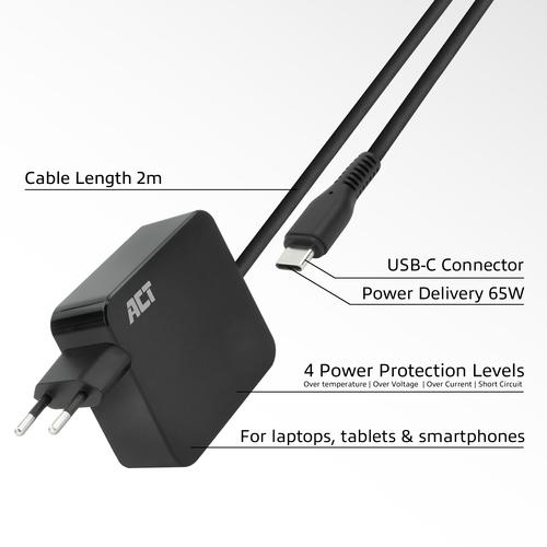 ACT USB-C laptoplader 65W met Power Delivery-profielen, 2 meter - Image 4