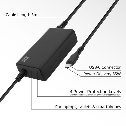 ACT USB-C laptoplader met Power Delivery profielen 65W - Image 3