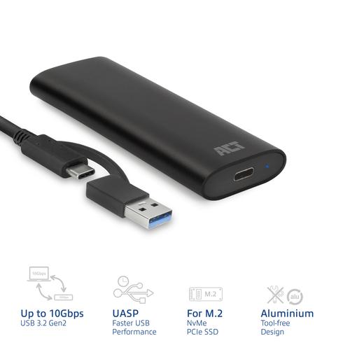ACT USB-C M.2 NVMe / PCIe SSD Behuizing, tool-free - Image 2