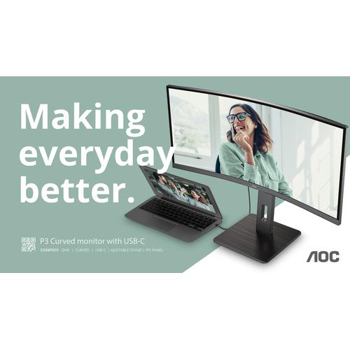 AOC CU34P3CV computer monitor 86,4 cm (34") 3440 x 1440 Pixels UltraWide Quad HD LED Zwart - Image 9