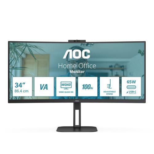 AOC V5 CU34V5CW computer monitor 86,4 cm (34") 3440 x 1440 Pixels Wide Quad HD LED Zwart - Image 1