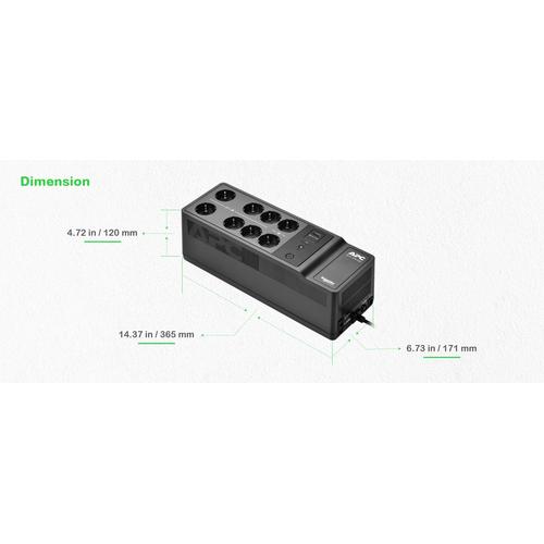 APC Back-UPS BE500G2-GR - Noodstroomvoeding 8x stopcontact, 500VA, 1 USB oplader, 1 USB datapoort - Image 6