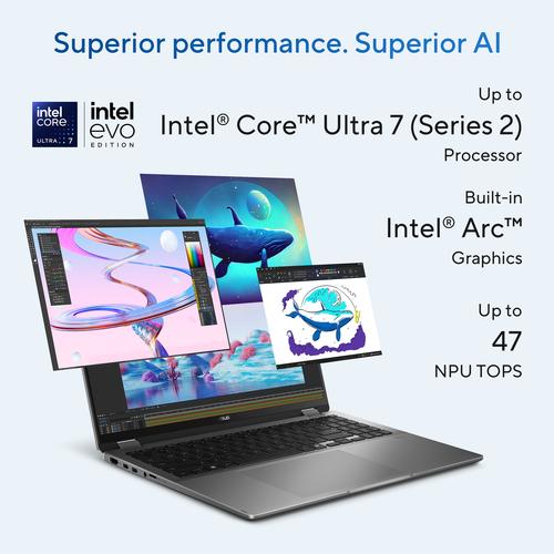 ASUS Vivobook 16 Flip TP3607SA-SI131W Copilot+ PC Intel Core Ultra 7 256V Hybride (2-in-1) 40,6 cm (16") Touchscreen WUXGA 16 GB LPDDR5x-SDRAM 512 GB SSD Wi-Fi 7 (802.11be) Windows 11 Home Nederlands Grijs - Image 10