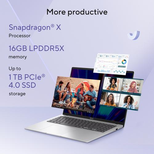 ASUS Vivobook 16 X1607QA-MB046W Copilot+ PC Qualcomm Snapdragon X1-26-100 Laptop 40,6 cm (16") WUXGA 16 GB LPDDR5x-SDRAM 512 GB SSD Wi-Fi 6E (802.11ax) Windows 11 Home Nederlands Zwart, Blauw - Image 6