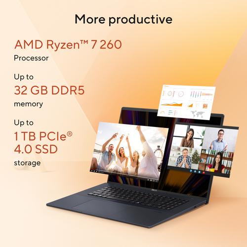 ASUS Vivobook 18 M1807HA-S8022W Copilot+ PC AMD Ryzen™ 7 260 Laptop 46,7 cm (18.4") WUXGA 32 GB DDR5-SDRAM 1 TB SSD Wi-Fi 6 (802.11ax) Windows 11 Home Nederlands Blauw - Image 4