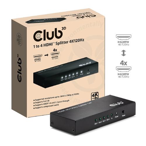 CLUB3D 1 to 4 HDMI™ Splitter 4K120Hz - Image 1