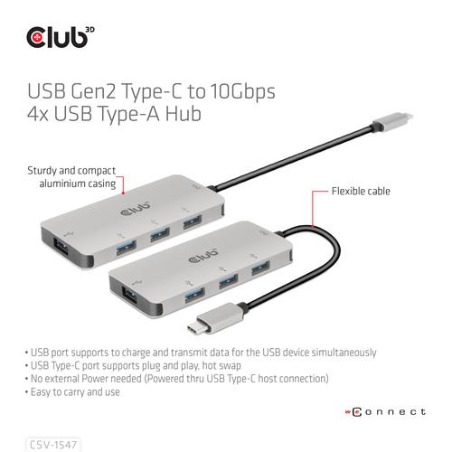 CLUB3D 4-Port USB-A Hub for USB-C – 10Gbps Fast Transfer - Image 2