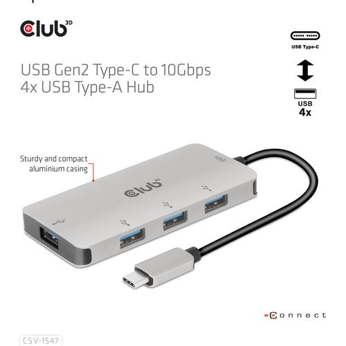 CLUB3D 4-Port USB-A Hub for USB-C – 10Gbps Fast Transfer - Image 9
