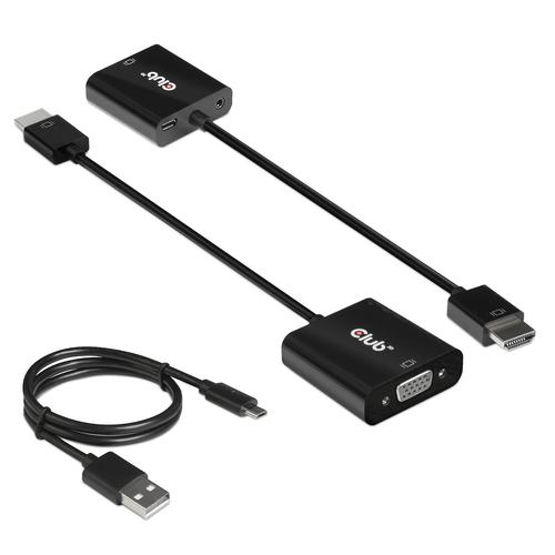 CLUB3D CAC-1302 video kabel adapter 0,5 m HDMI Type A (Standaard) VGA (D-Sub) Zwart - Image 1