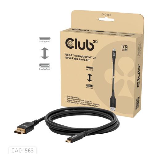 CLUB3D CAC-1563 USB-C® to DisplayPort™ 2.1 DP54 Bi-Directional Cable 8K120Hz 2m / 6.6ft - Image 2