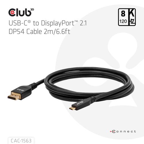 CLUB3D CAC-1563 USB-C® to DisplayPort™ 2.1 DP54 Bi-Directional Cable 8K120Hz 2m / 6.6ft - Image 3