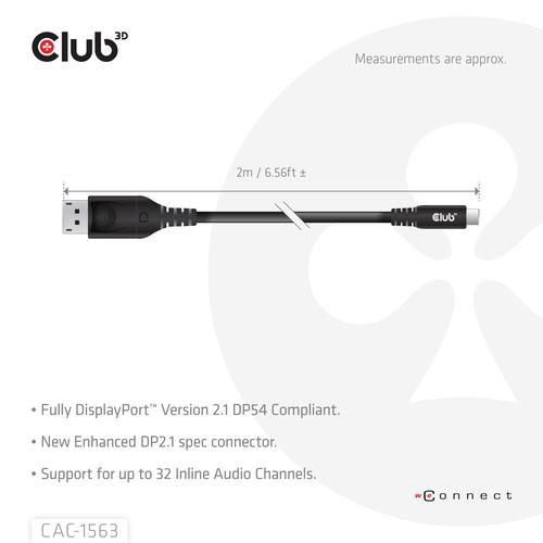 CLUB3D CAC-1563 USB-C® to DisplayPort™ 2.1 DP54 Bi-Directional Cable 8K120Hz 2m / 6.6ft - Image 4