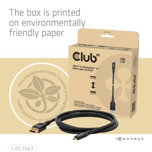 CLUB3D CAC-1563 USB-C® to DisplayPort™ 2.1 DP54 Bi-Directional Cable 8K120Hz 2m / 6.6ft - Image 7