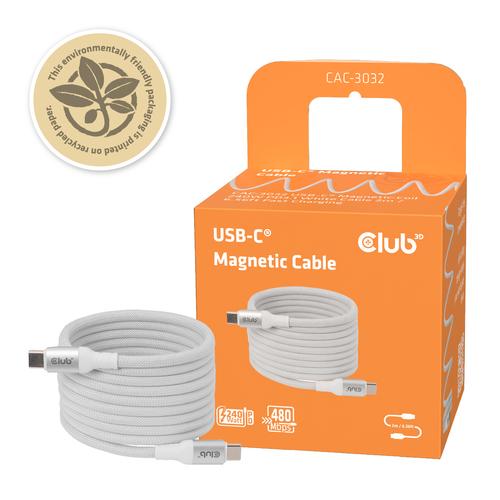 CLUB3D CLUB 3D USB-C Magnetic-Coil kabel Wit - Image 1
