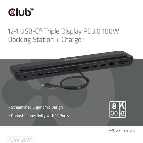 CLUB3D CSV-2541 laptop dock & poortreplicator Docking USB 3.2 Gen 1 (3.1 Gen 1) Type-C Zwart - Image 3