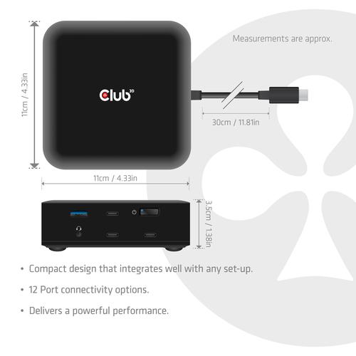CLUB3D CSV-2542 12-1 USB-C® Quad DisplayLink Dockingstation 2x DisplayPort™ 8K60Hz + 2x HDMI™ 4K60Hz PD3.0 100Watt Ethernet 2.5G - Image 6