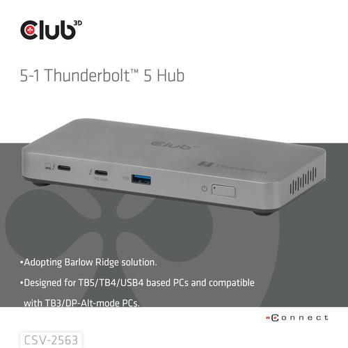 CLUB3D CSV-2563 5-1 Thunderbolt™ 5 Hub Triple video 5K60Hz Thunderbolt™ Share Certifi ed 180W - Image 2