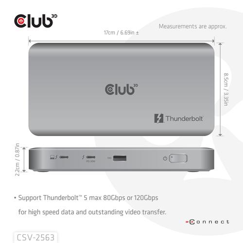 CLUB3D CSV-2563 5-1 Thunderbolt™ 5 Hub Triple video 5K60Hz Thunderbolt™ Share Certifi ed 180W - Image 3