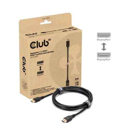 CLUB3D DisplayPort™ 2.1 DP54™ VESA® Certified Cable 8K120Hz 3m/ 9.84ft - Image 1