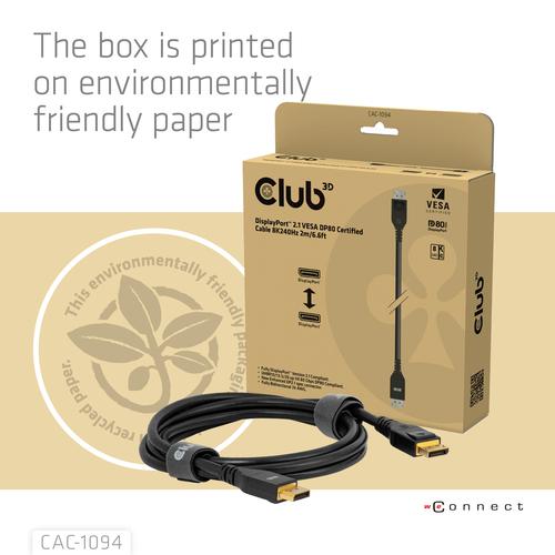 CLUB3D DisplayPort™ 2.1 VESA DP80 Gecertificeerd Kabel 8K240Hz 2m/6.56ft - Image 4