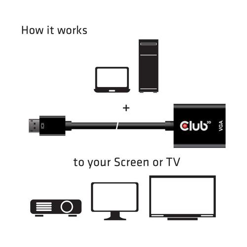CLUB3D DisplayPort™ to VGA Black Active Adapter M/V - Image 3