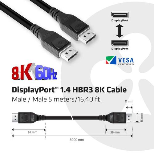 CLUB3D DisplayPort 1.4 HBR3 8K Kabel M/M 5 meter - Image 3