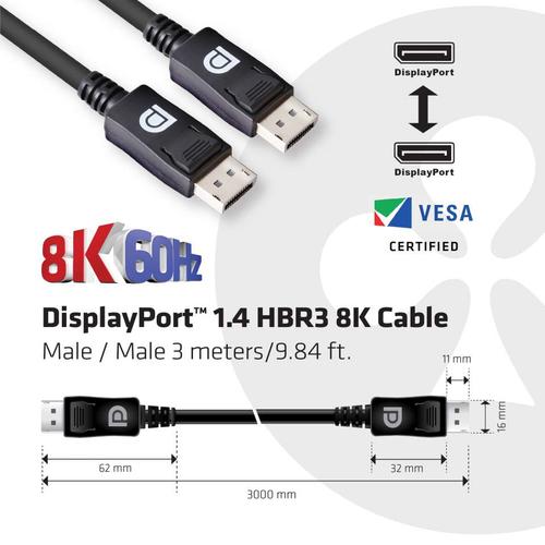 CLUB3D DisplayPort 1.4 HBR3 8K Kabel Male/Male 3 meter - Image 3