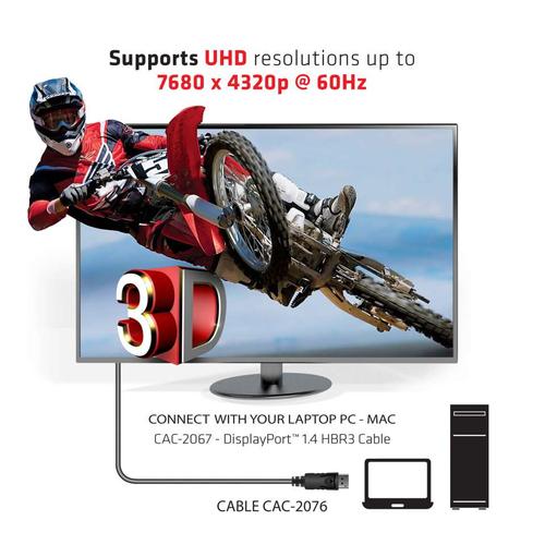 CLUB3D DisplayPort 1.4 HBR3 Cable 1meter Male/Male 8K60Hz - Image 2