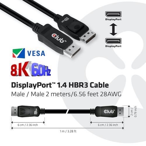 CLUB3D DisplayPort 1.4 HBR3 Cable 2meter M/M 8K60Hz - 1920x1080 pixels met 144hz - Image 8